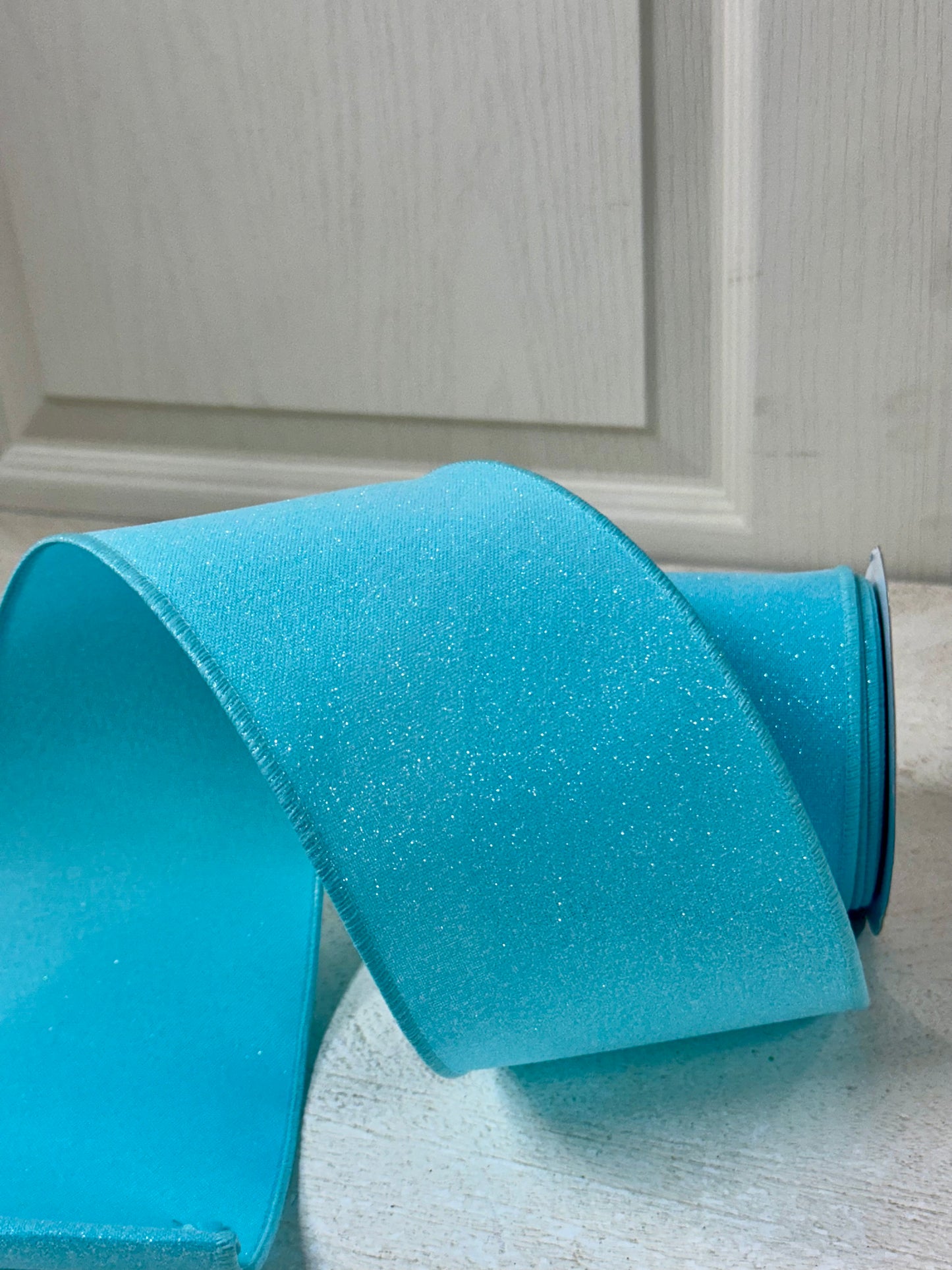 4 Inch By 10 Yard Light Blue Crystal Shine Ribbon