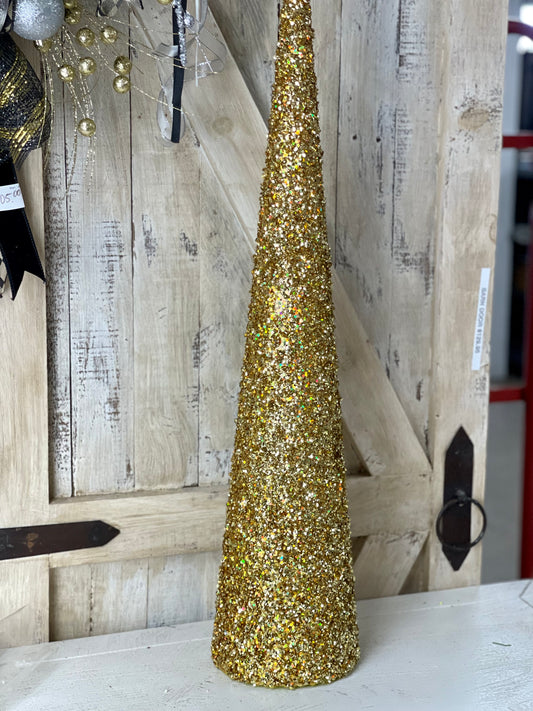 30 Inches Gold Sequin Cone Tree