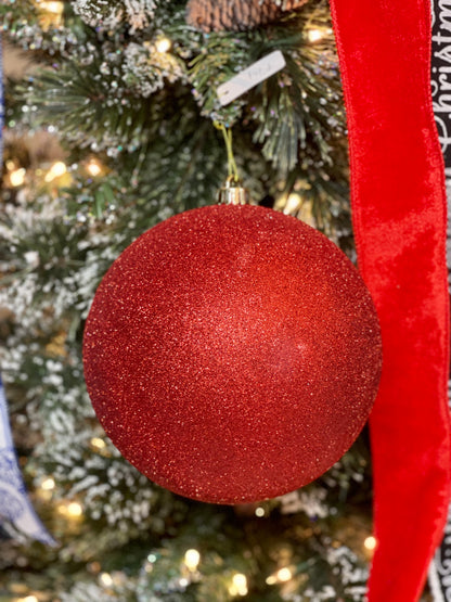 8 Inch Red Glitter Ornament Ball
