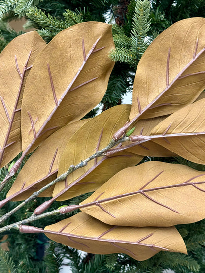 36 Inch Green And Brown Magnolia Leaves Spray