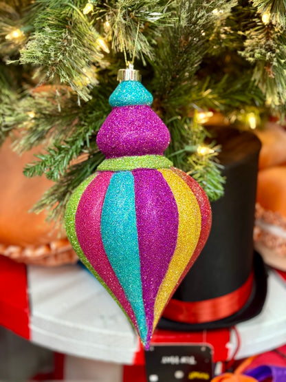 12 Inches Laser Multi Color Finial Ornament