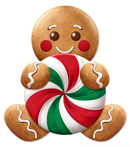 12 Inch Red And Emerald Gingerbread Candy Sign