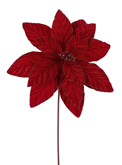 20.5 Inch Cranberry Poinsettia Stem