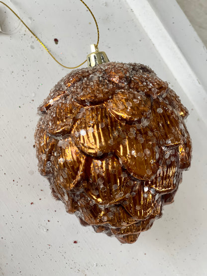 4 Inch Copper Ice Artichoke Ornament