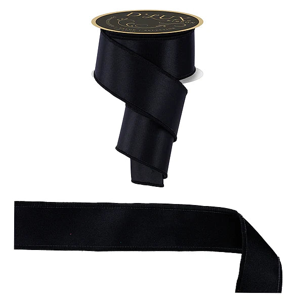 2.5 Inch By 10 Yard Black Satin Fused Ribbon