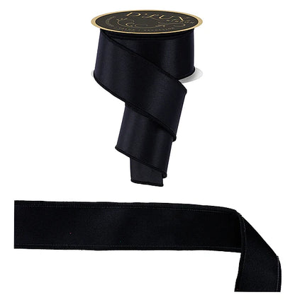 2.5 Inch By 10 Yard Black Satin Fused Ribbon