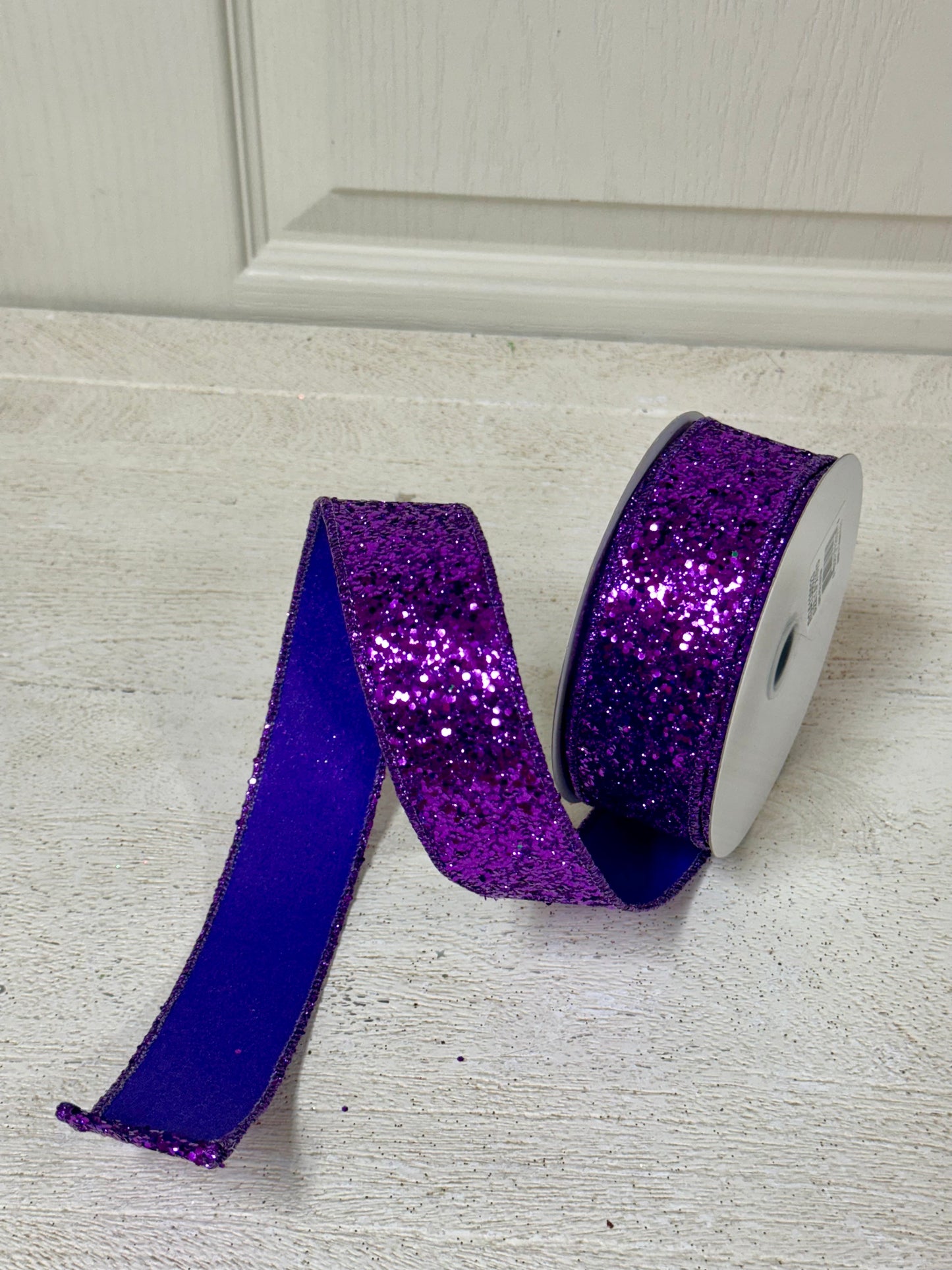 1.5 Inch By 10 Yard Purple Large Glitter Ribbon