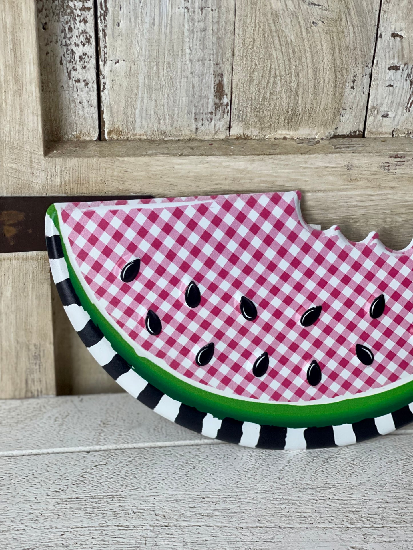 Metal Emboss Gingham Watermelon Sign