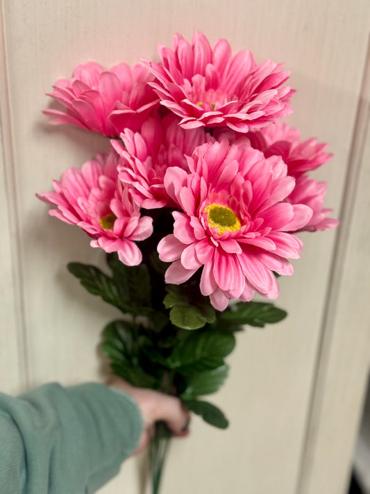 21 Inch Pink Gerbera Daisy Floral Bush