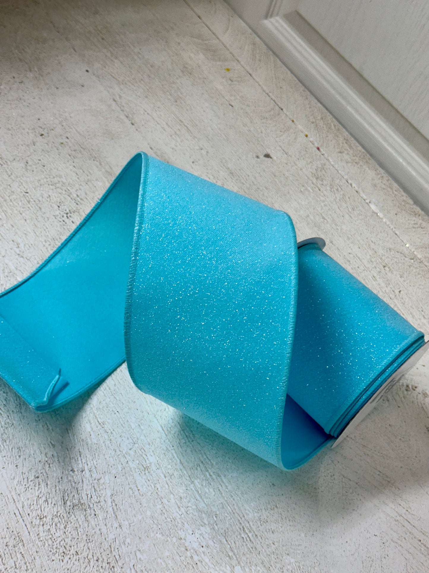 4 Inch By 10 Yard Light Blue Crystal Shine Ribbon