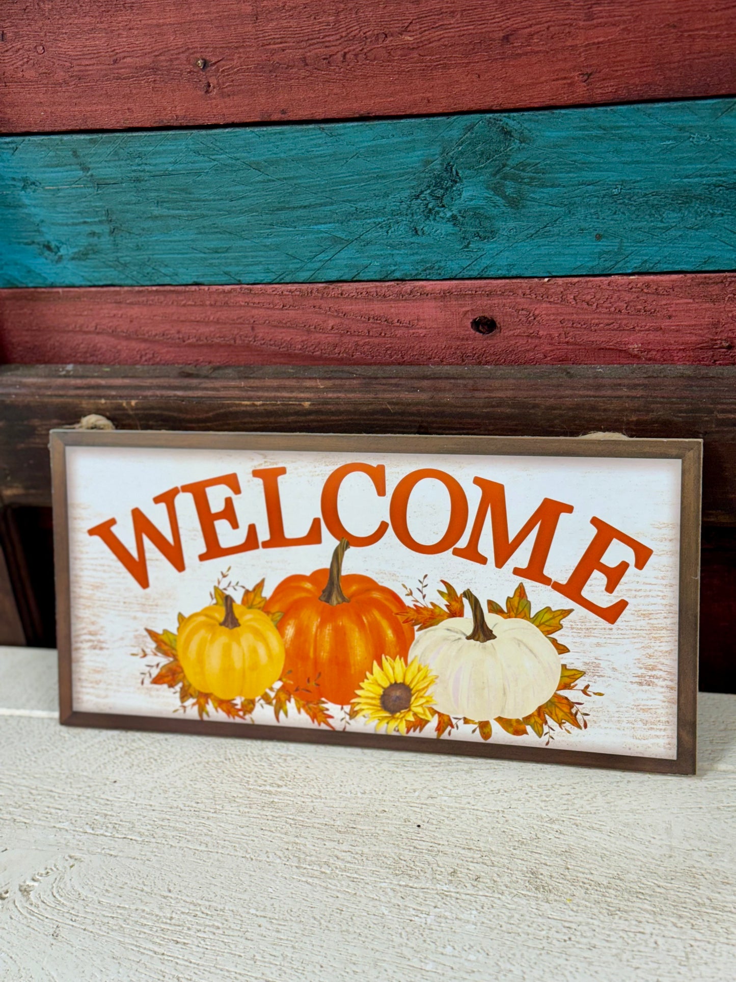 12.5 Inch Welcome Pumpkin Wood Sign