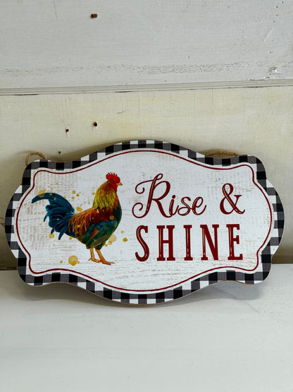 Rise And Shine Rooster Wooden Sign