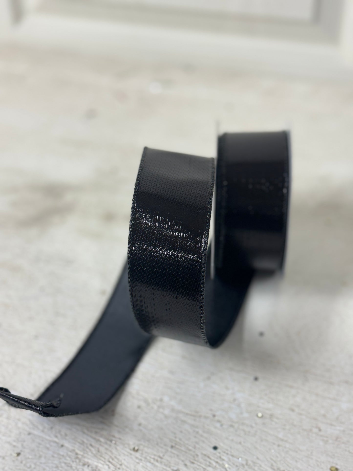 1.5 Inch By 10 Yard Black Metallic Ribbon