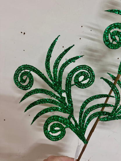 35 Inch Emerald Green Swirl Palm Spray