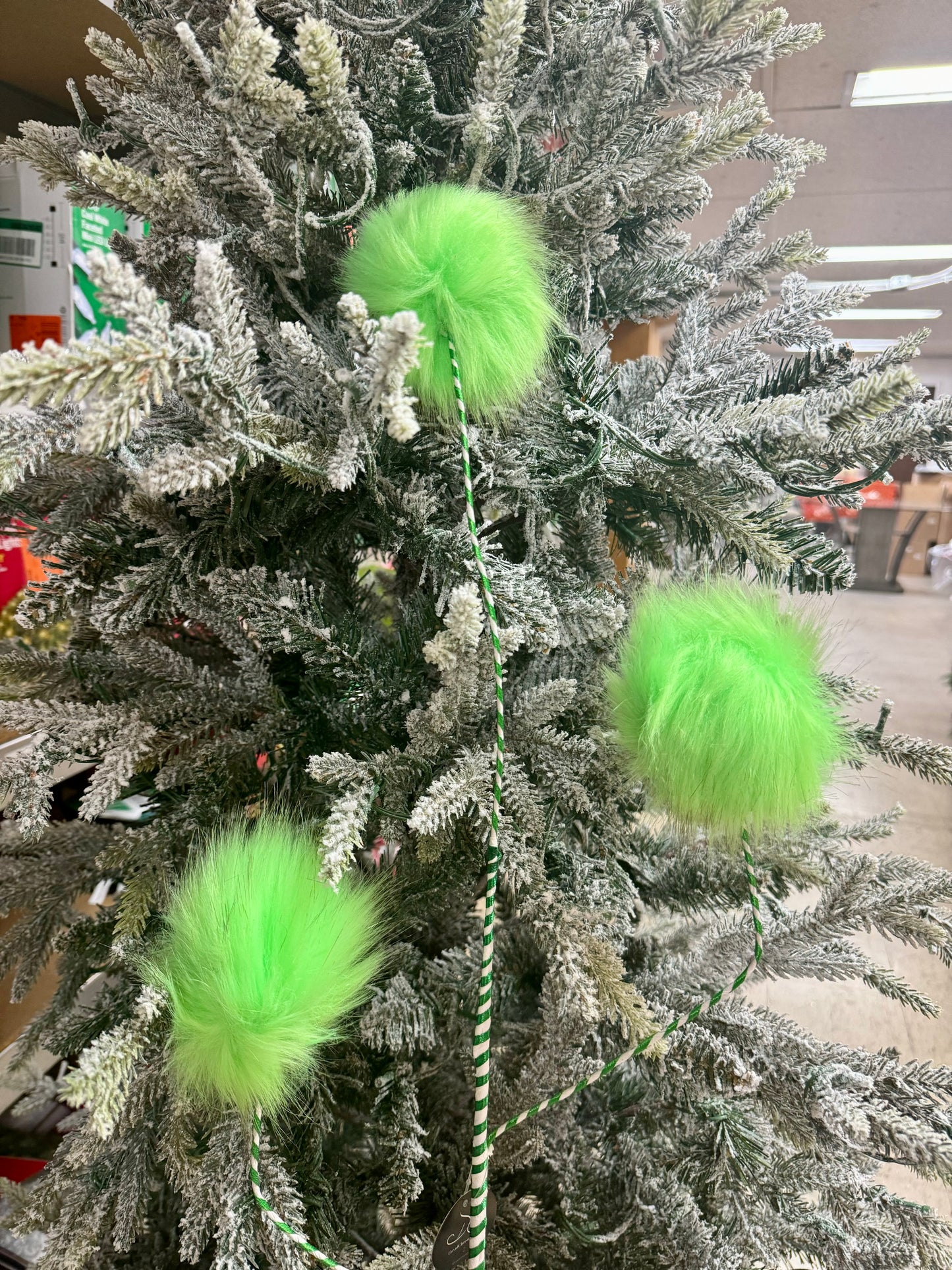 36 Inch Flurescent Green Fuzzy Ball Spray