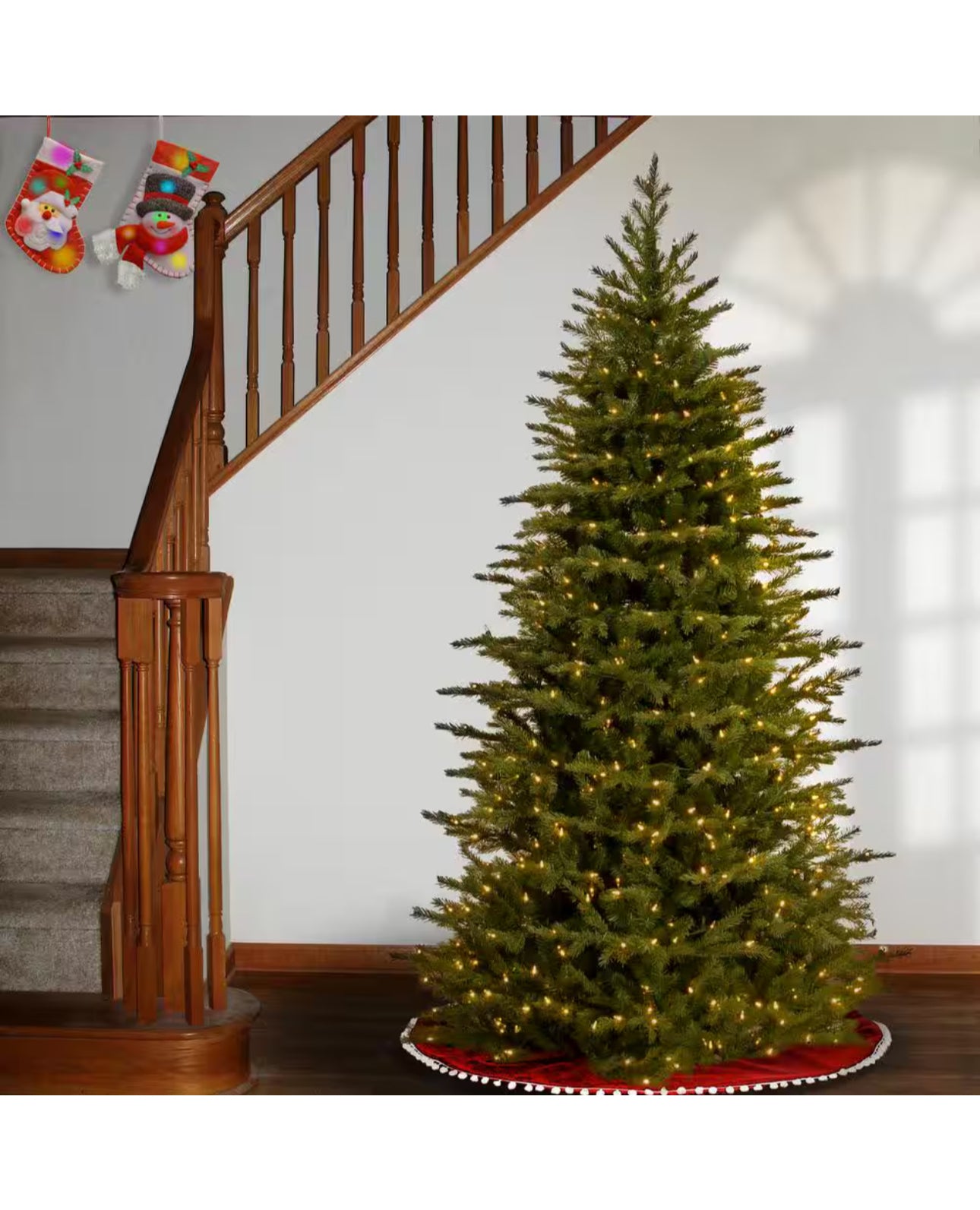 National Tree Company 6.5 Foot Feel Real Nordic Spruce Slim Hinged Tree with 650 Clear Lights Open Box