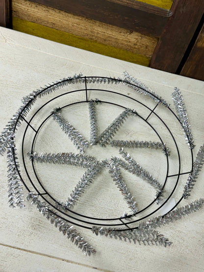 15 Inch Wired, 25 Inch Oad Metallic Silver PENCIL Work Wreath