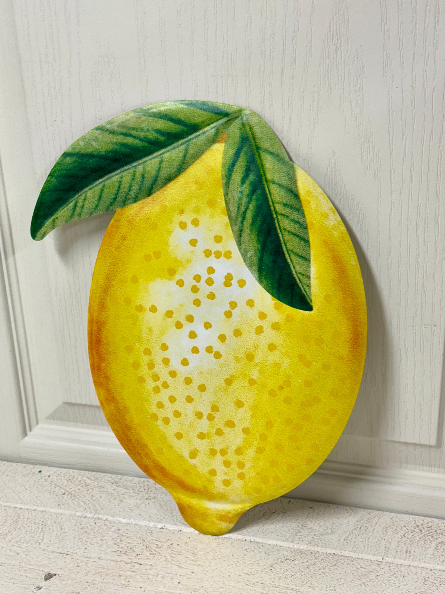 12 Inch Yellow Embossed Watercolor Lemon Metal Sign