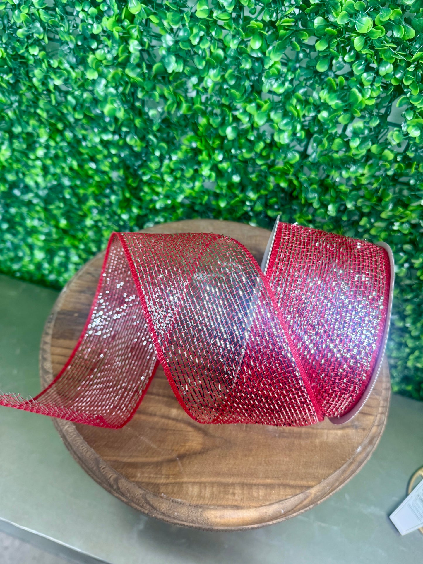 3 Inch by 20 Yards Red with Silver Glamour Designer Netting