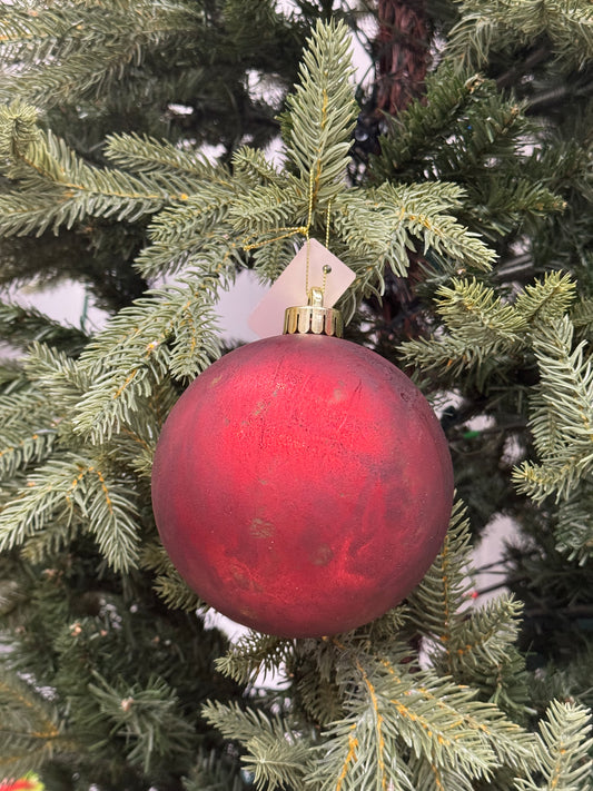 5 Inch Antique Wash Red Ornament Ball