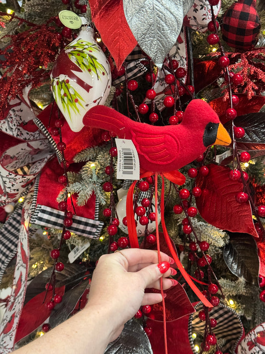 15 Inch Red Stuffed Cardinal Pick
