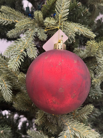 5 Inch Antique Wash Red Ornament Ball