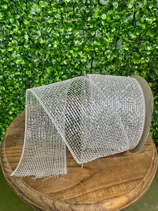 3 Inch by 20 Yards White with Silver Glamour Designer Netting