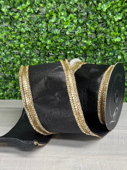 Farrisilk 4 Inch By 5 Yard Black Diamond Riveria Ribbon