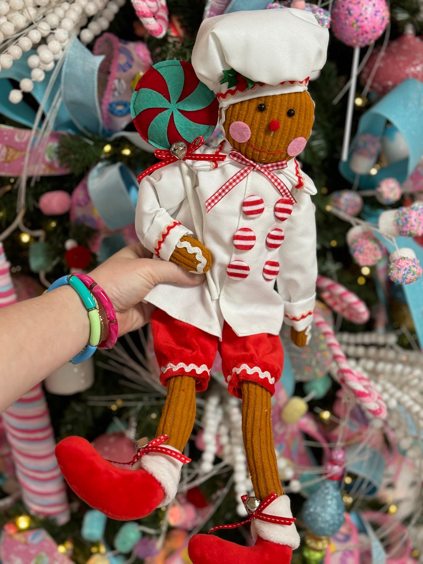 19 Inch Felt Gingerbread Chef With Lollipop