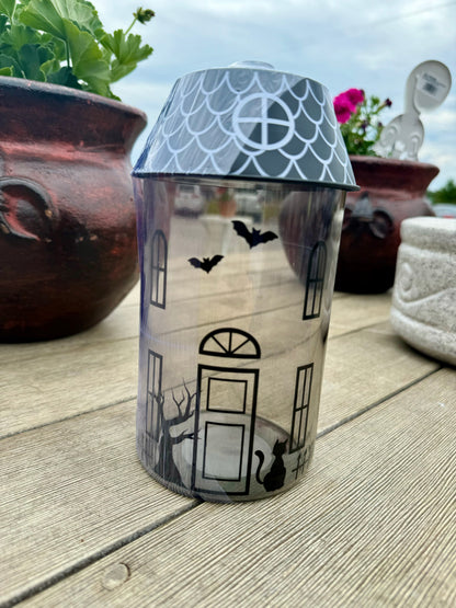 Haunted House Halloween Glass Jar