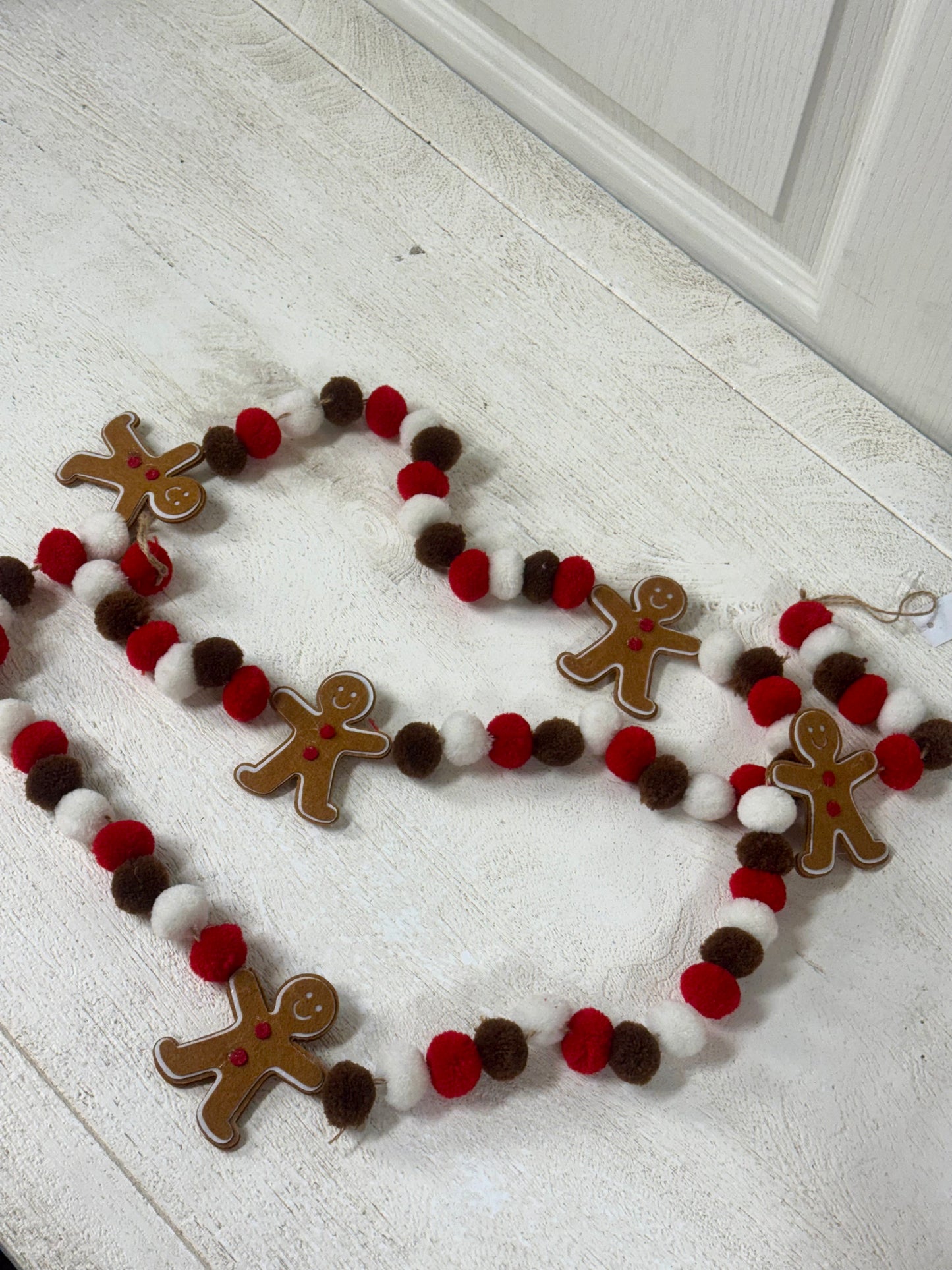 6 Foot Felt Gingerbread Pompom Garland