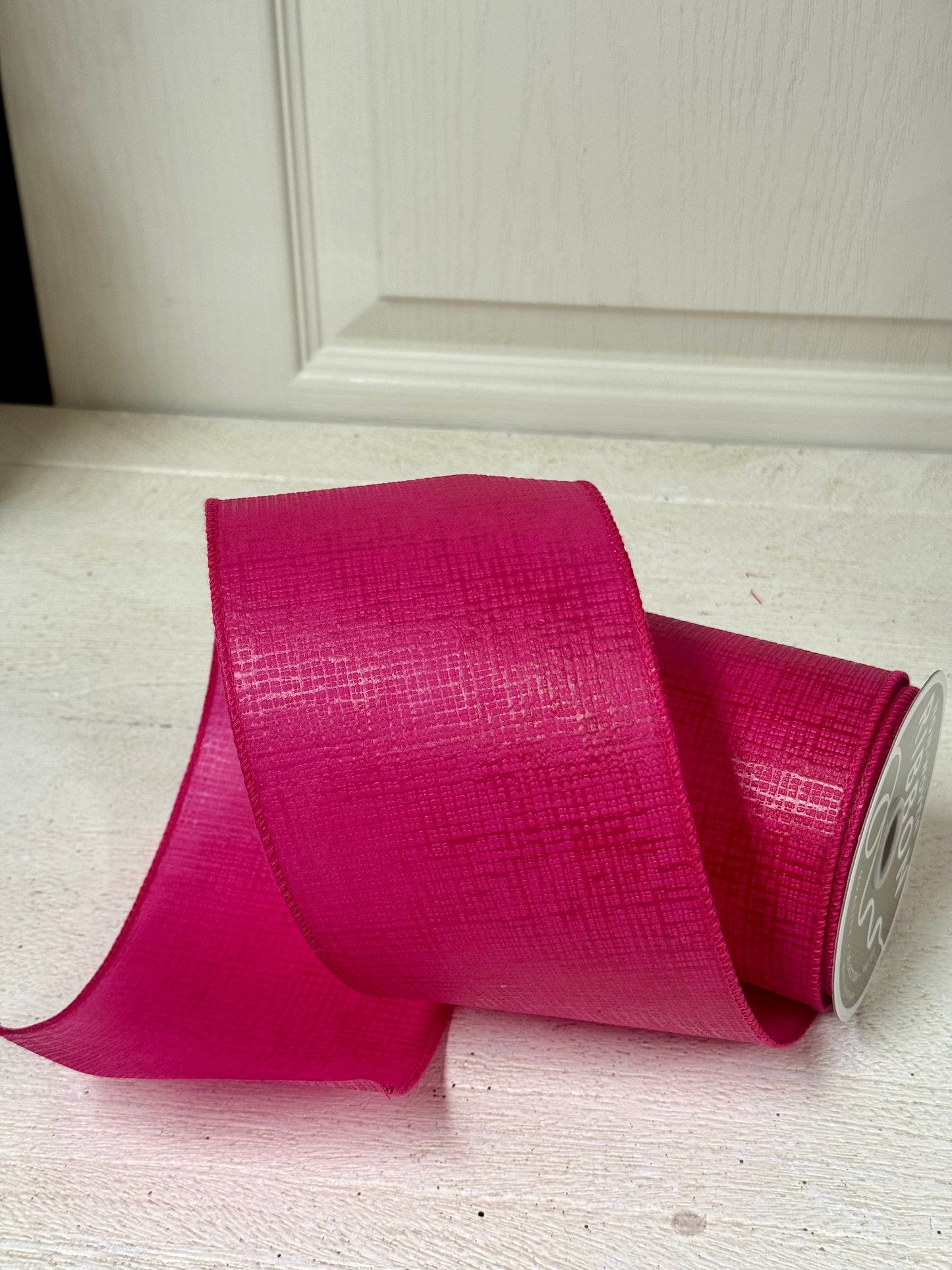 4 Inch By 10 Yard Hot Pink Cross Hatch Ribbon