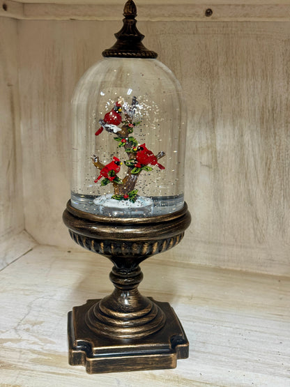 12.25 Inch Cardinal Water Spinning LED Snow Globe With Timer