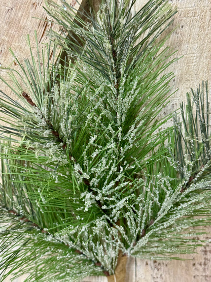 16 Inch Green Pine With Snow Bush