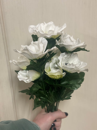 16 Inch White Anemone Floral Bush