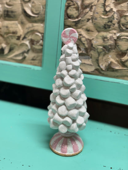 12 Inch Resin Marshmallow Tree On Pedestal