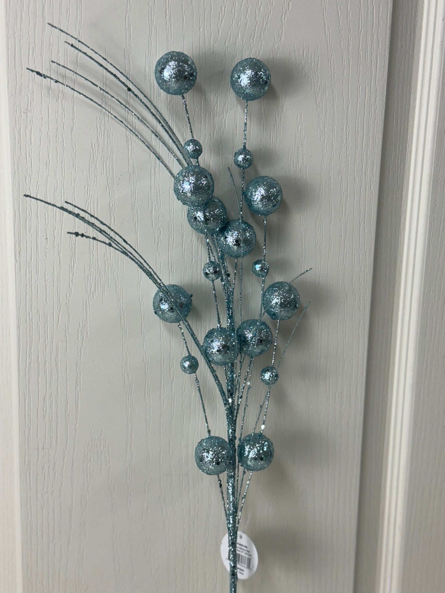 27 Inch Light Blue Glittered Ball Spray