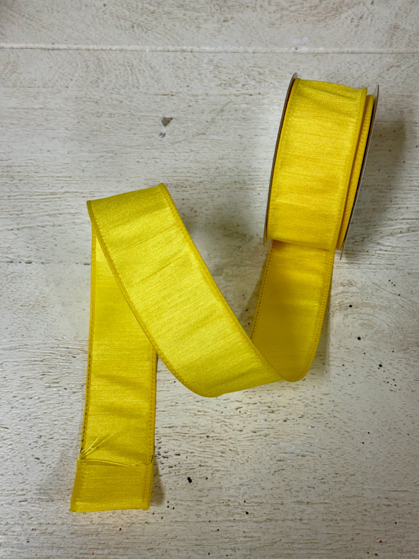 1.5 Inch By 10 Yard Yellow Faux Dupioni Ribbon