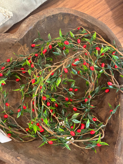 72 Inch Mini Red And Green Leaf Garland