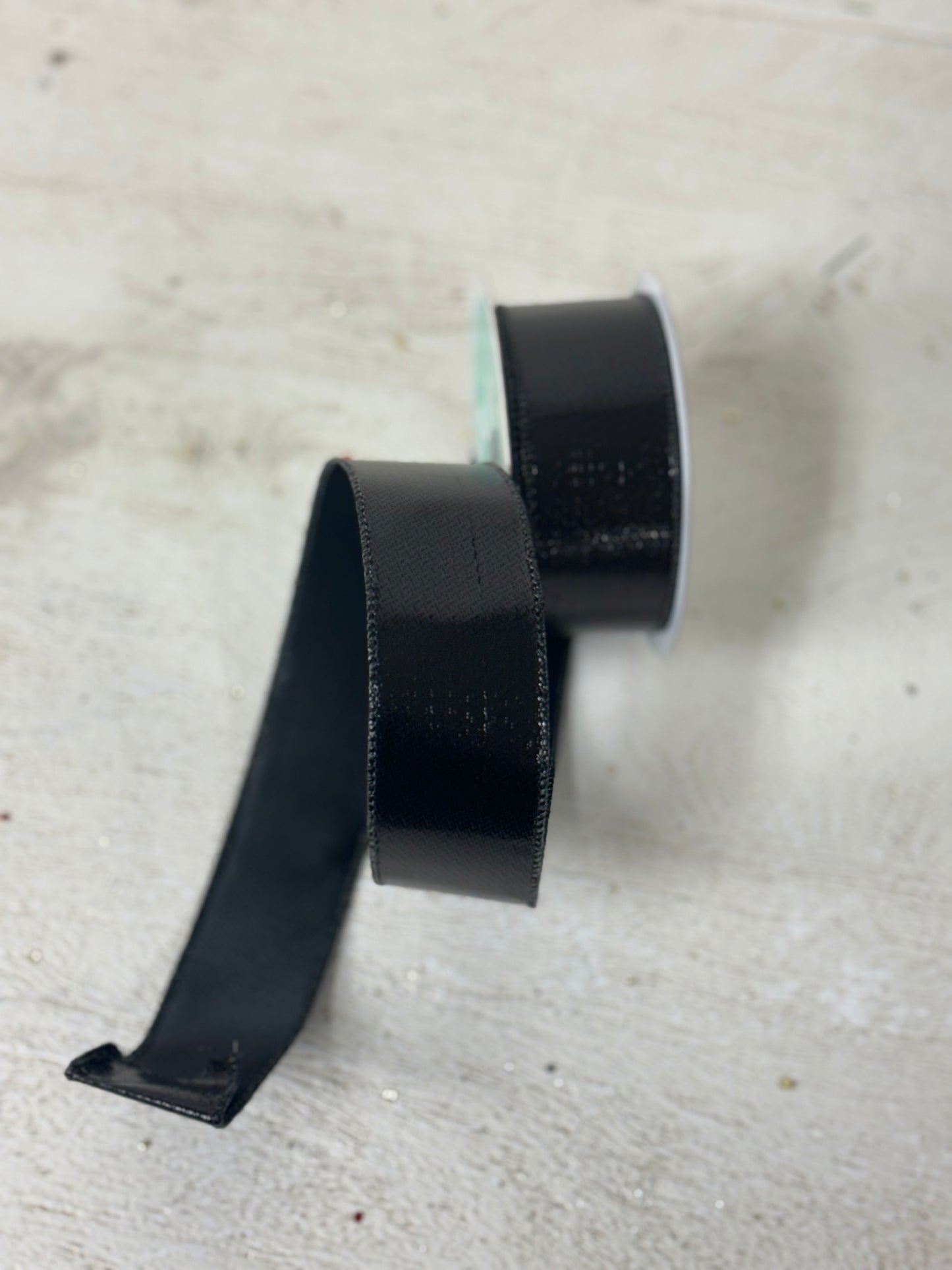 1.5 Inch By 10 Yard Black Metallic Ribbon