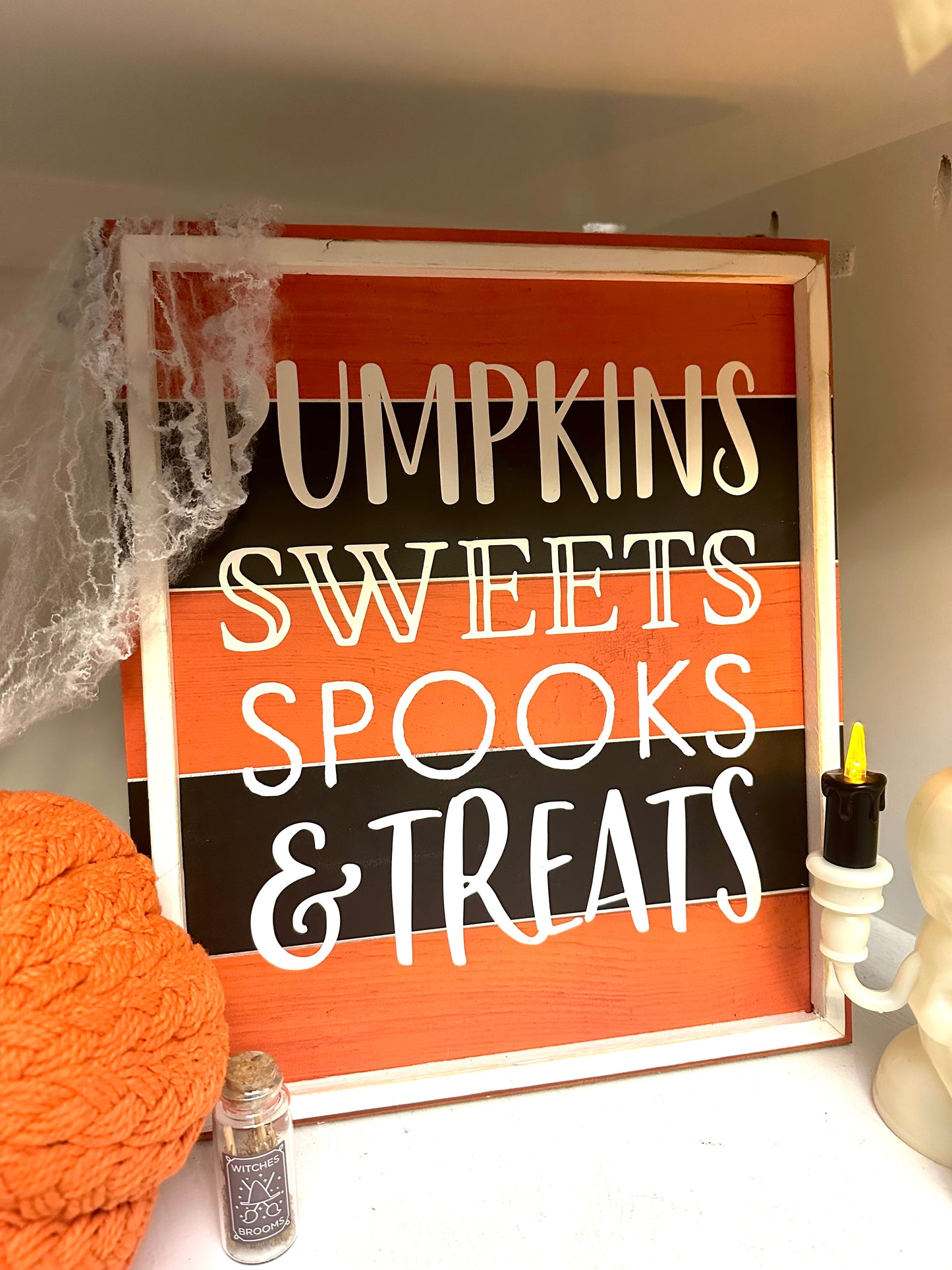 Orange And Black Halloween Hang Sign