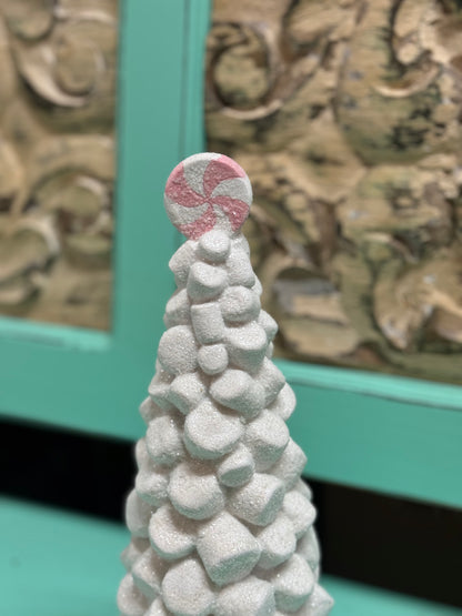 12 Inch Resin Marshmallow Tree On Pedestal