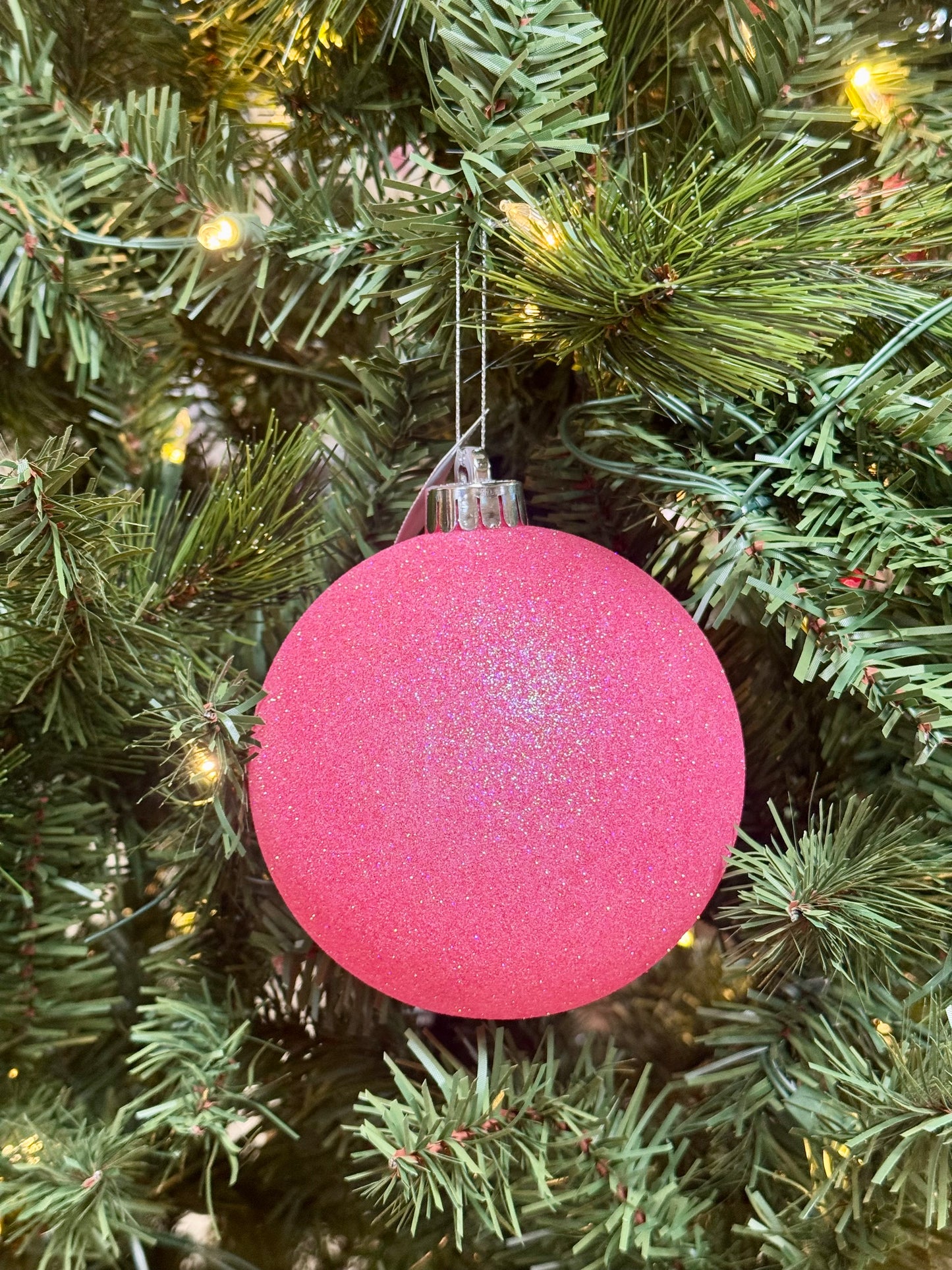 5 Inch Light Pink Iridescent Glitter Ornament Ball