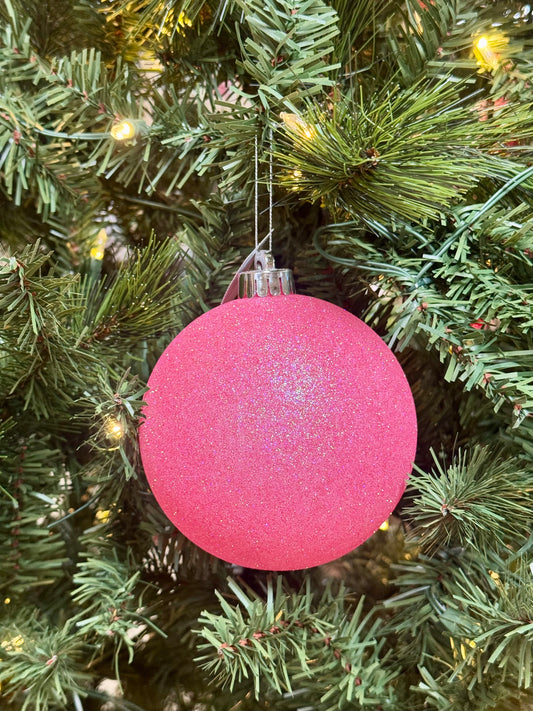5 Inch Light Pink Iridescent Glitter Ornament Ball
