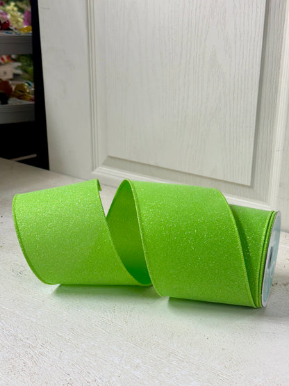 4 Inch By 10 Yard Fresh Green Crystal Shine Ribbon