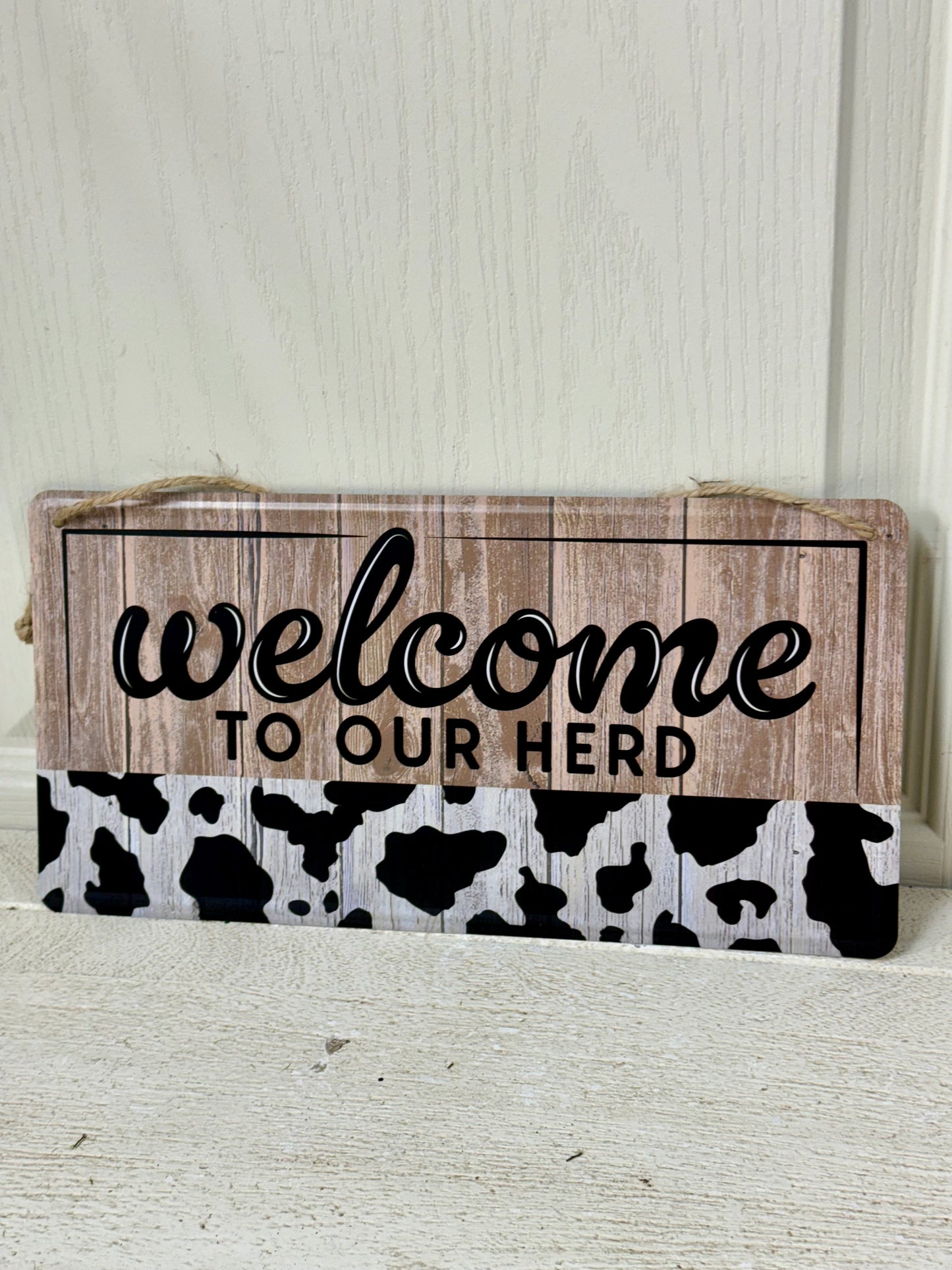 12 Inch Welcome To Our Herd Metal Sign