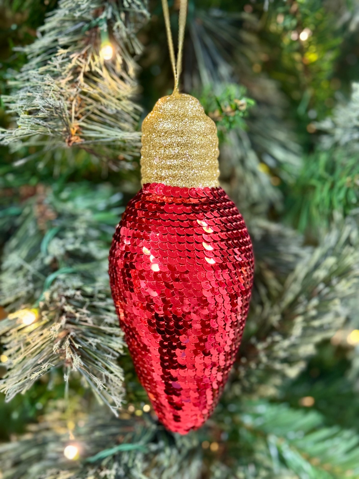 7 Inch Red Snazzy Sequin Light Bulb Ornament