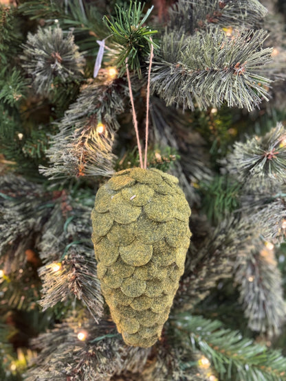 7 Inch Mossy Green Pinecone Ornament