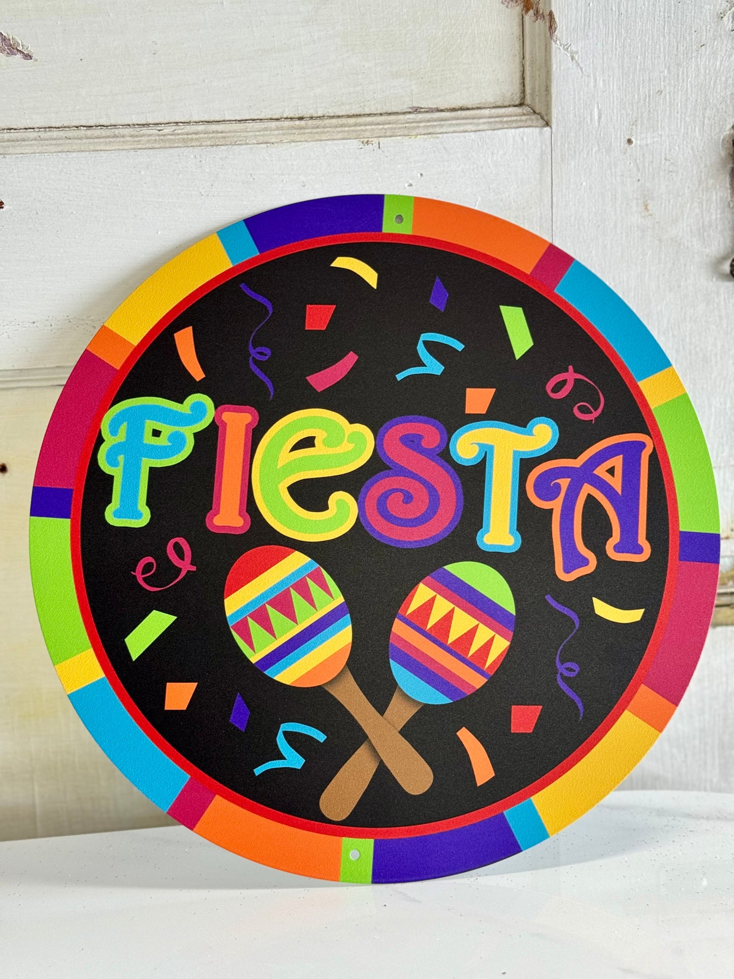 Fiesta Metal Wreath Sign