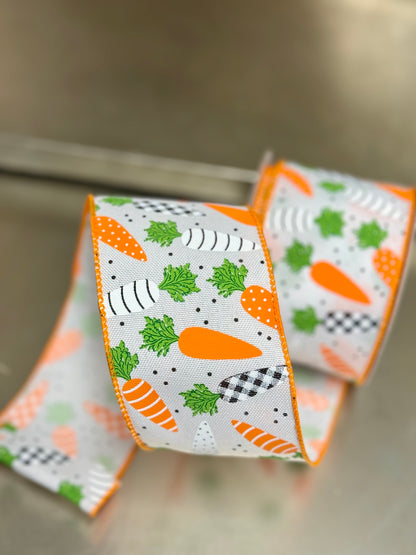 2.5 Inch By 10 Yard Patterned Carrots Ribbon